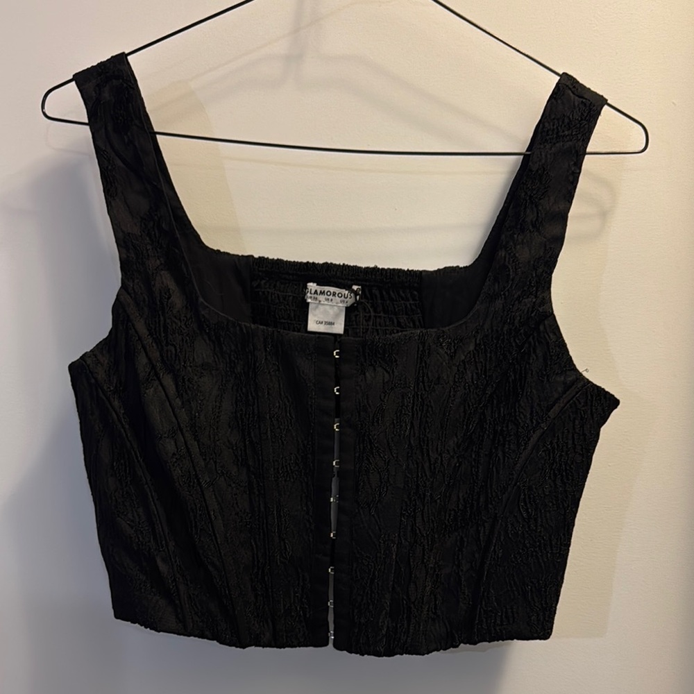 Glamorous Black Textured Tank Top, S